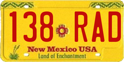 NM license plate 138RAD