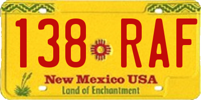 NM license plate 138RAF