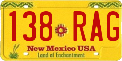 NM license plate 138RAG