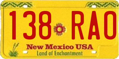 NM license plate 138RAO