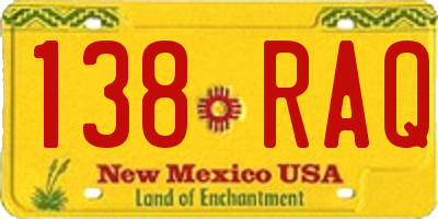 NM license plate 138RAQ