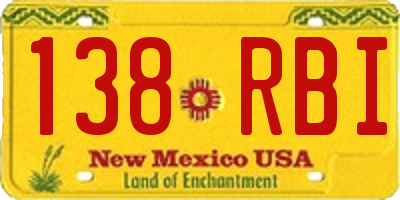 NM license plate 138RBI