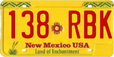 NM license plate 138RBK