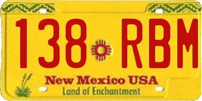 NM license plate 138RBM