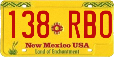 NM license plate 138RBO