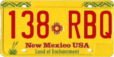 NM license plate 138RBQ