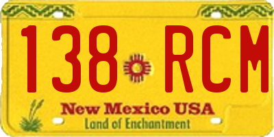 NM license plate 138RCM