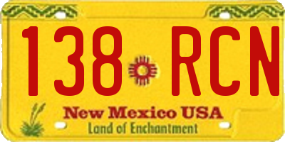 NM license plate 138RCN