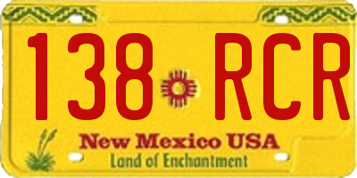 NM license plate 138RCR