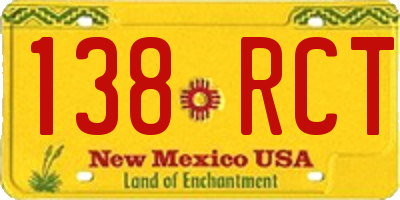 NM license plate 138RCT