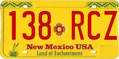 NM license plate 138RCZ