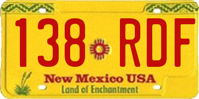 NM license plate 138RDF