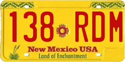 NM license plate 138RDM