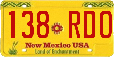 NM license plate 138RDO