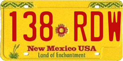 NM license plate 138RDW