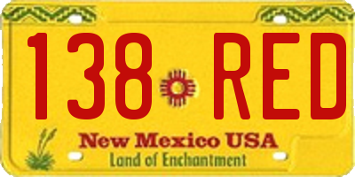 NM license plate 138RED