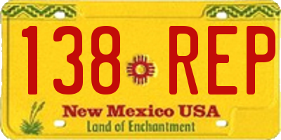 NM license plate 138REP