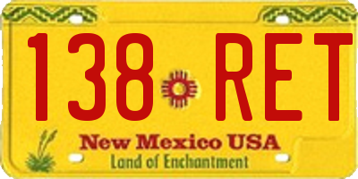 NM license plate 138RET