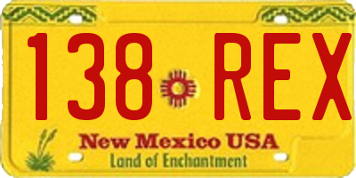 NM license plate 138REX