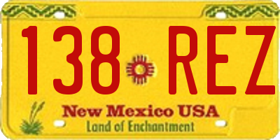 NM license plate 138REZ