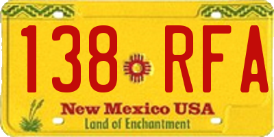 NM license plate 138RFA