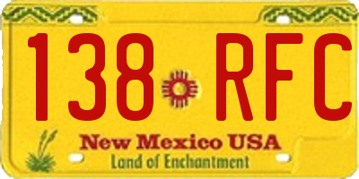 NM license plate 138RFC