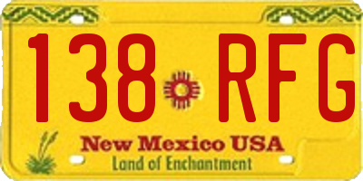 NM license plate 138RFG