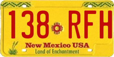 NM license plate 138RFH