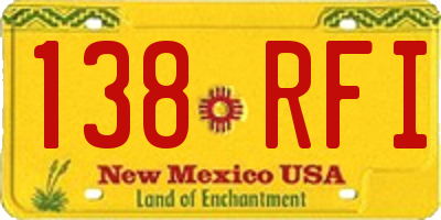 NM license plate 138RFI