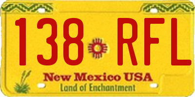 NM license plate 138RFL