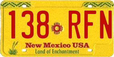 NM license plate 138RFN