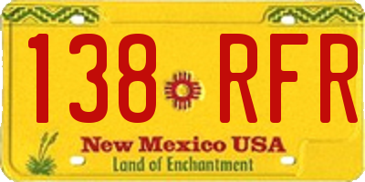 NM license plate 138RFR