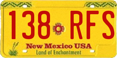 NM license plate 138RFS