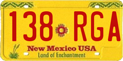 NM license plate 138RGA