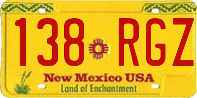 NM license plate 138RGZ