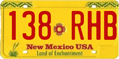 NM license plate 138RHB