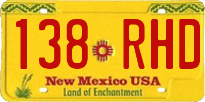 NM license plate 138RHD
