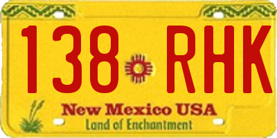 NM license plate 138RHK