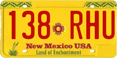NM license plate 138RHU