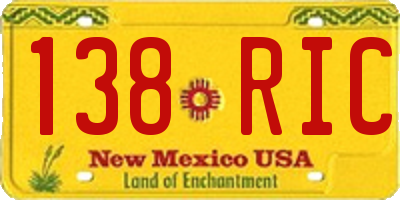 NM license plate 138RIC