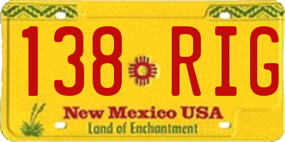 NM license plate 138RIG