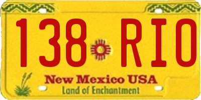 NM license plate 138RIO
