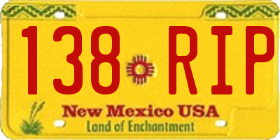 NM license plate 138RIP