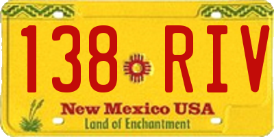 NM license plate 138RIV