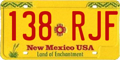 NM license plate 138RJF