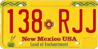 NM license plate 138RJJ