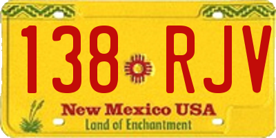 NM license plate 138RJV