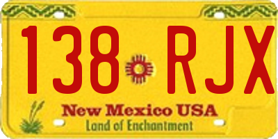 NM license plate 138RJX