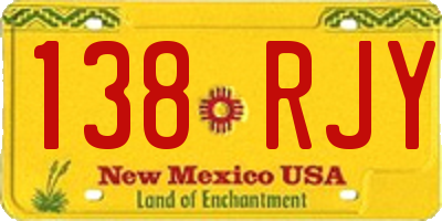 NM license plate 138RJY