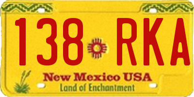 NM license plate 138RKA